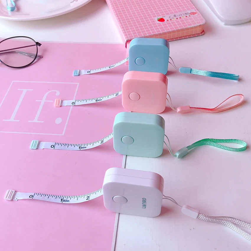 

portable Colorful Keychain 1.5m Retractable Ruler Centimeter/Inch Tape Measure Mini Ruler Cute Design Great for Travel Camping