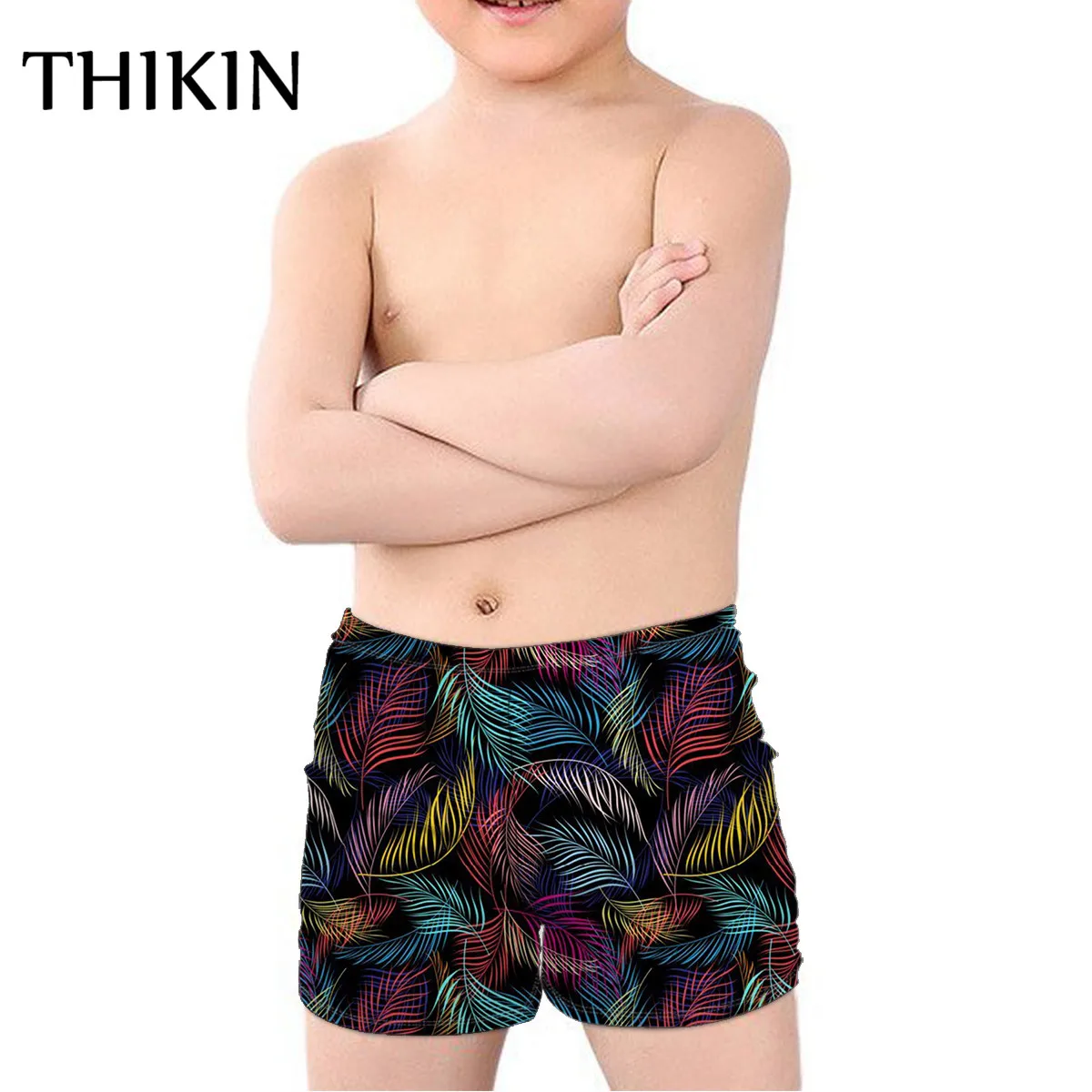 

THIKIN Summer Hawaii Style Kids Swimwear for Boys Plam Tree Printing Baby Boy Trunk Shorts Swimsuit Children Boy Swim Wear 2019