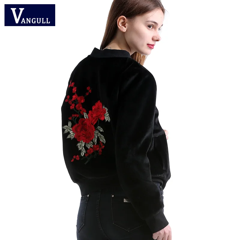 Vangull New embroidery basic jacket coat Spring 2018 street satin...