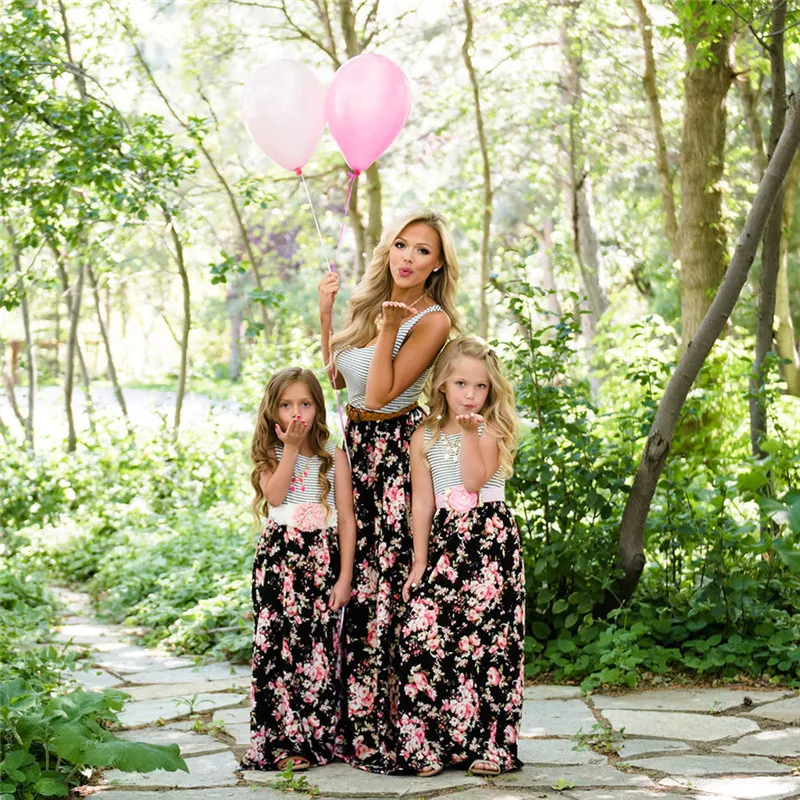 

2019 mom dress kids child outfits mum sister baby girl Mother Daughter Matching Clothes Formal Mom Kids Parent Maxi Long Dress