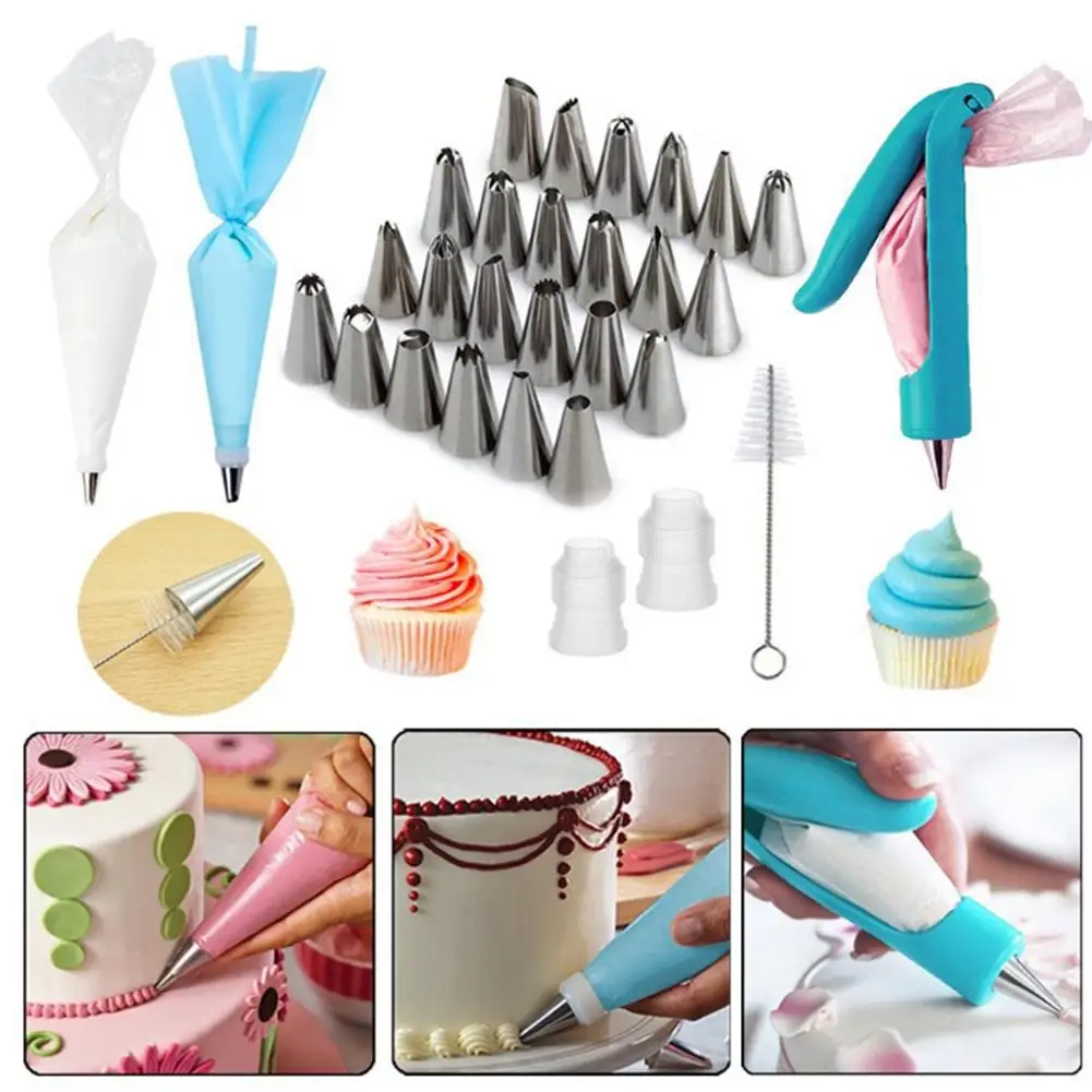 

101 Pcs/set Cake Turntable Set Piping Nozzle Silicone Cake Mold Scraper Cake Decorating Supplies Tools Turntable Piping Tips