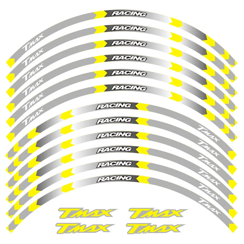 Новинка, высокое качество, 12 шт., подходят для мотоцикла, колеса, стикер, полоса, светоотражающий обод для Yamaha TMAX 500 530