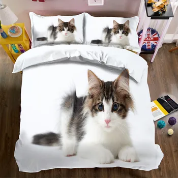 

4/6pcs Luxury bedding set 3D black cat Kids duvet cover sets Us size super King bed linen bedclothes