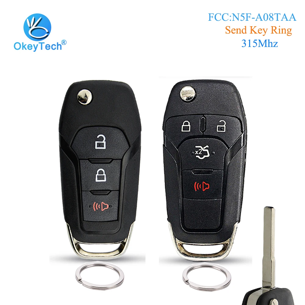 

OkeyTech Remote Key for Ford Fusion Escort Focus Mondeo Ranger Flip Folding HU101 Blade 49 Chip N5F-A08TAA Send Key Ring
