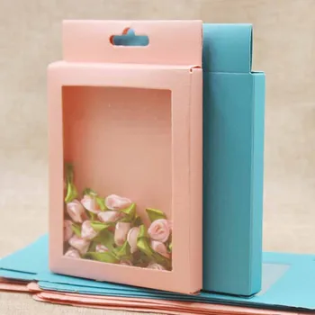 

50pcs per lot lovely hanger gift box with window .Cardboard jewelry packing box .Wedding/candy favourite things display box