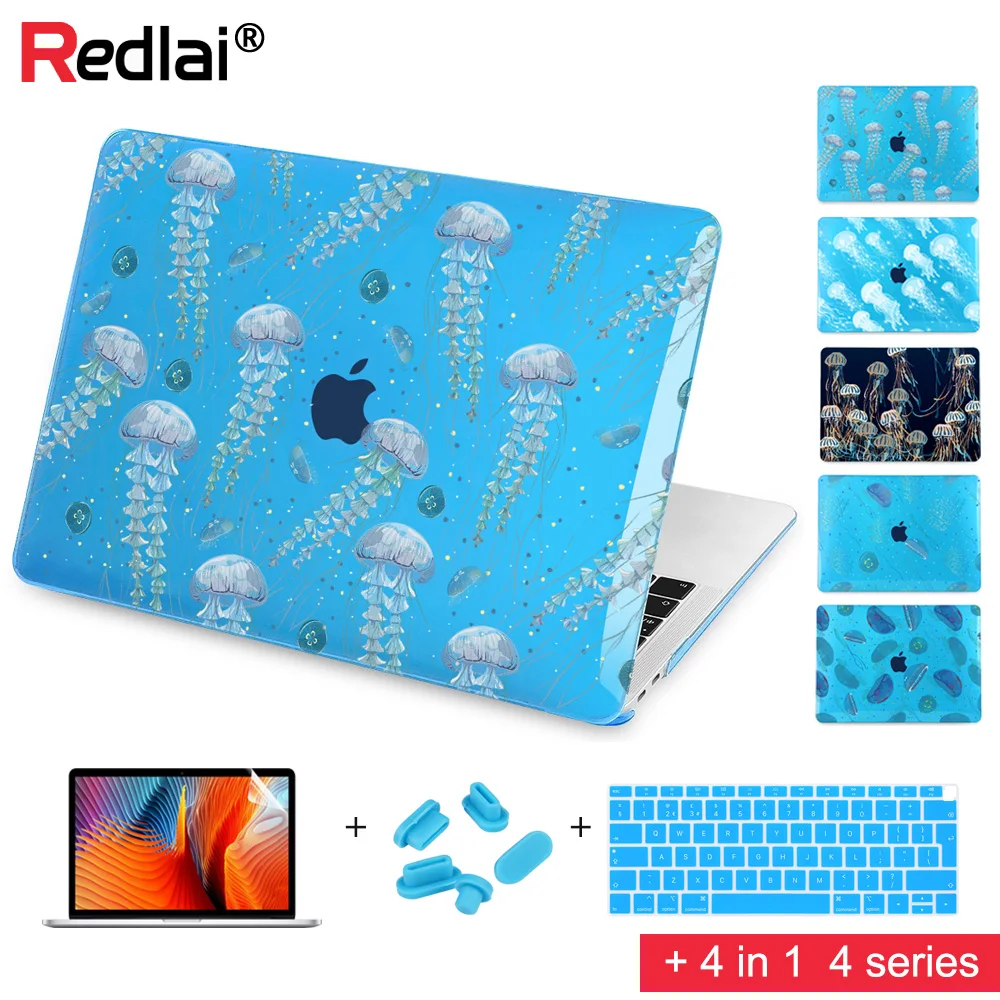 

Redlai Jellyfish in the ocean Blue Cover case For Macbook Air 11 13 For 2016 2018 2017 Mac Book Pro 13 15 Retina Touch Bar