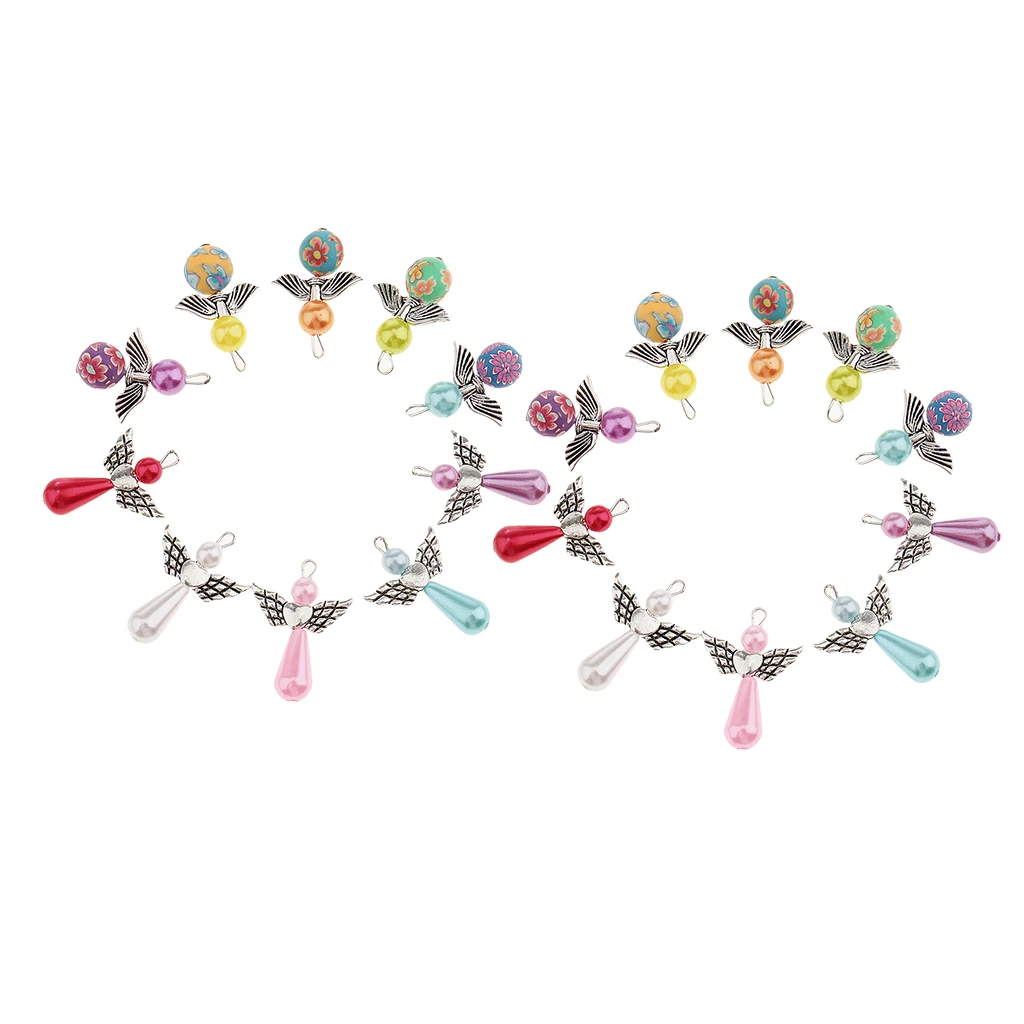 20 Pieces Colorful Pearl Polymer Clay Angel Wings Charms Jewelry Making Pendants for DIY Necklace Making Craft