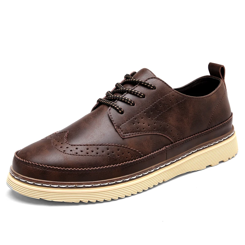 

Bullock Men Skateboarding Shoes Lace Up Sport Shoes Outdoor Jogging Sneakers Walking Basketball Footwear British Vintage Carved