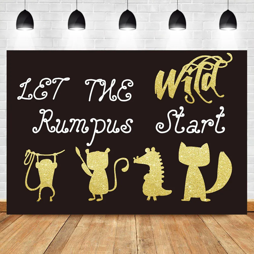 

NeoBack Golden Cartoon Animal Shape Background Let The Wild Rumpus Start Photography Backdrops For Photo Studio