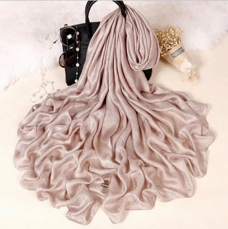 185*100 см перламутровый Одноцветный льняной шелковый шарф, шаль, осенний зимний шарф, женские красивые шарфы, женские шарфы