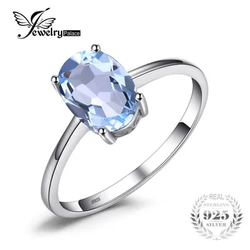 

Jewelrypalace Oval 1.5Ct Natural Sky Blue Topaz Birthstone Solitaire Ring Solid 925 Sterling Silver Fine Jewelry For Women Gift