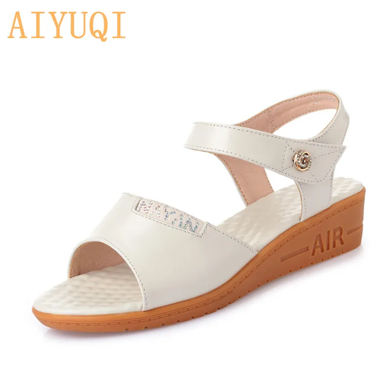 

AIYUQI Women sandals wedges shoes 2019 new genuine leather sandals for women summer footwear large size 41 42 43 women's shoes
