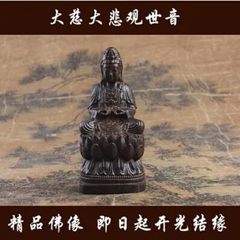 

Fine Chinese old handmade aloes wood carving lotus sitting Guanyin small ornaments Home Furnishing wood jewelry carvings,