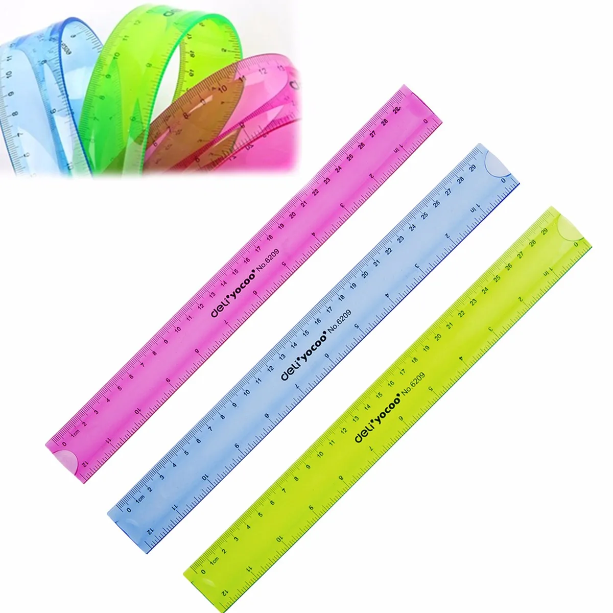 

JIGUOOR 12" 30cm Super Flexible Ruler Rule Measuring Tool Stationery for Office School Color Randomly