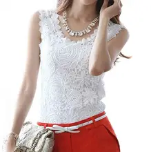 Lace Flower Patterned Women Sleeveless Blouses Summer Shirt Casual  3XL Loose Tops Blusas