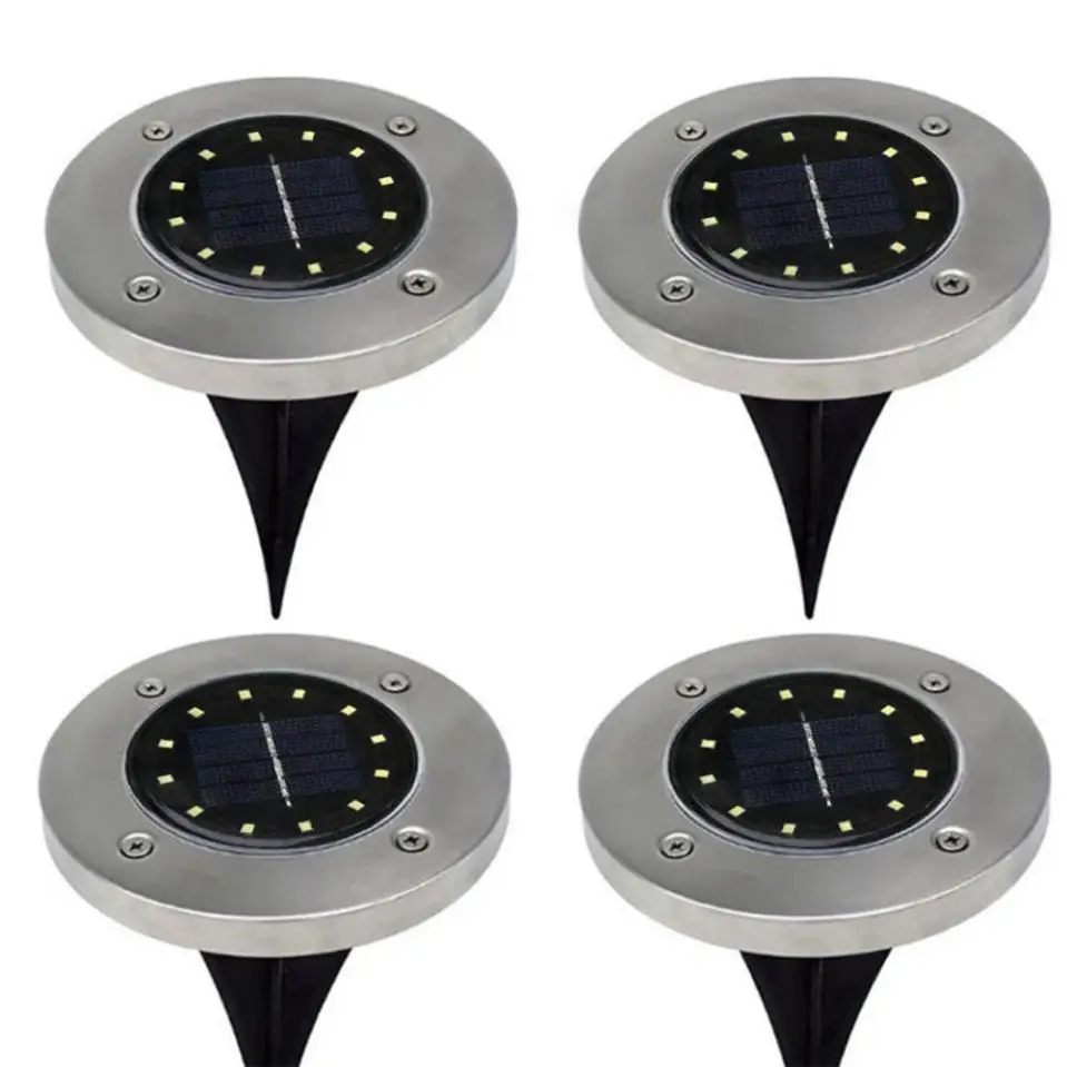 

MUQGEW 4 LED 12LED Solar Powered Ground Light Buried Light Under Ground Lamp Outdoor Path Way Garden Decking Solar LED Light