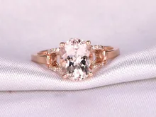MYRAY 14k Rose Gold 6x8mm Oval Cut Natural Pink Morganite Diamond Women Engagement Ring Anniversary Party Rings Vintage Antique
