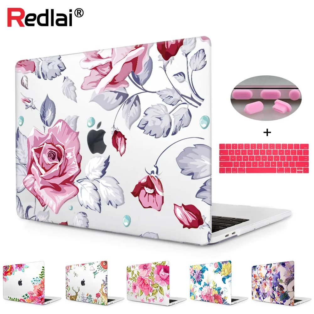 Твердый пластиковый чехол Redlai с цветочным принтом для Macbook 2020 Air 13 A2337 A2179 New Pro 15 16