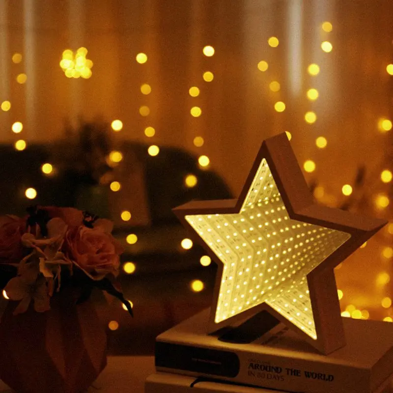  3D Novelty Stars Cloud Christmas Tree Night Light Infinity Mirror Tunnel Lamp Creative LED Mirror L - 32899899430