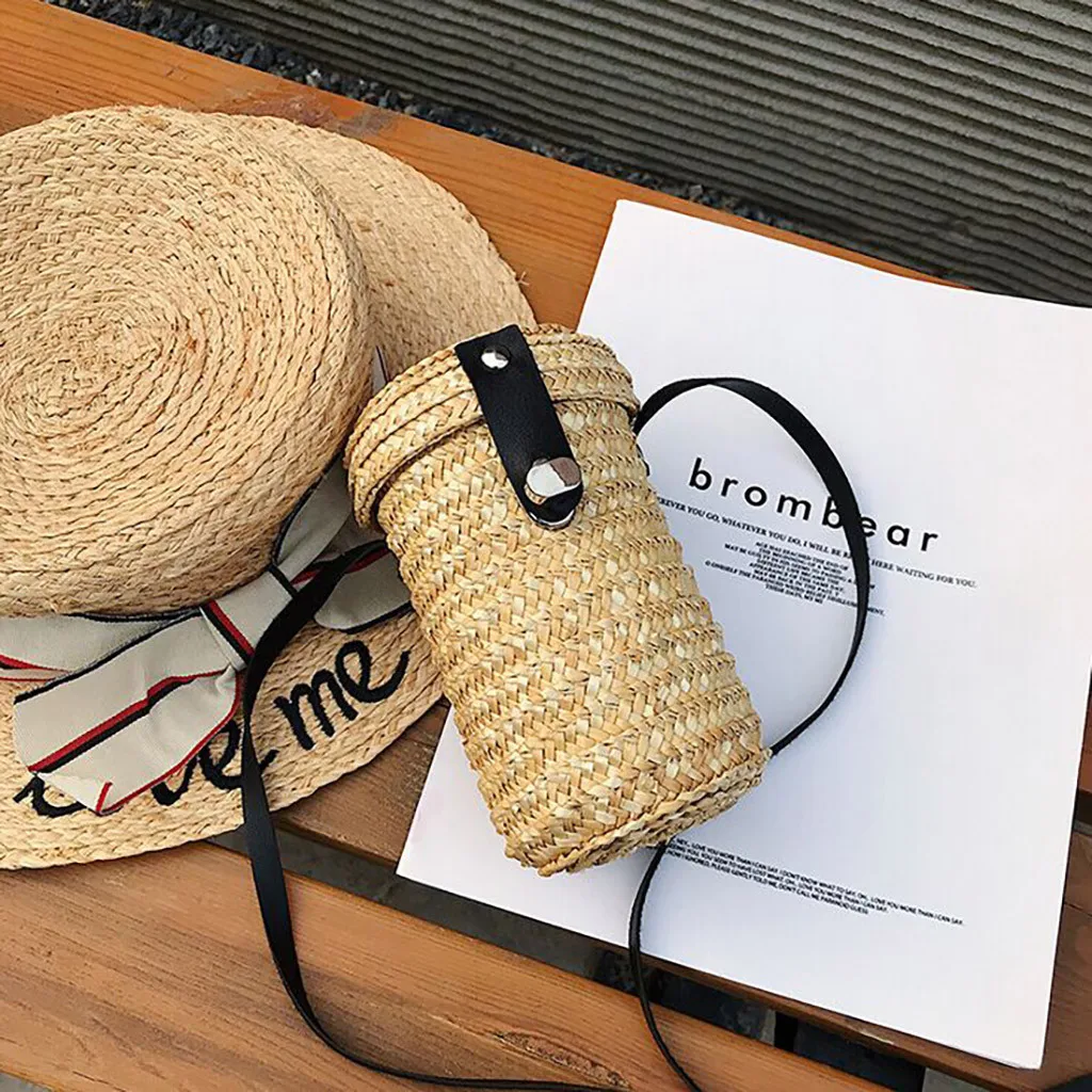 

Hand Woven Bucket Bag Beach Messenger Shoulder Bag summer Bali crossbody Bags for woman Rattan Straw Bags Bohemia Circle sac