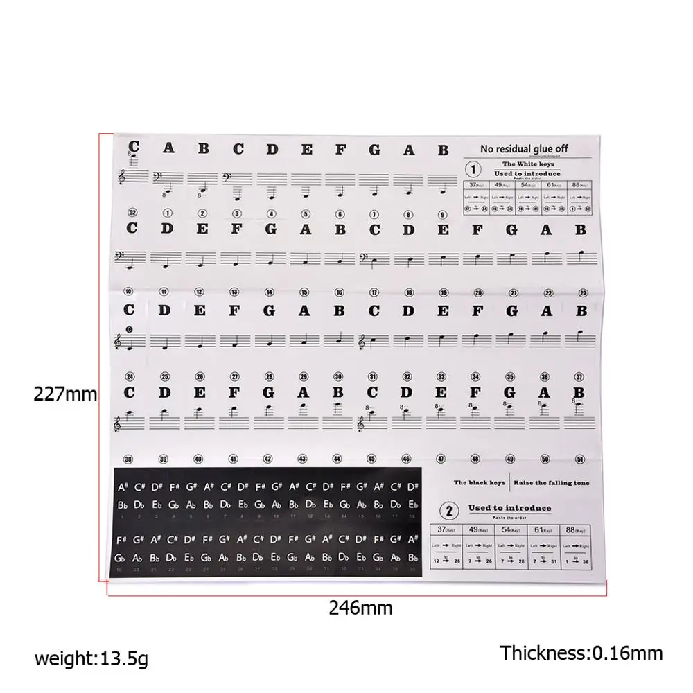 49/54/61/88 клавишные Стикеры электропианино клавиатура звук название Стикеры s клавиши пианино предотвратить наклейка в музыкальном стиле знак Примечания Стикеры
