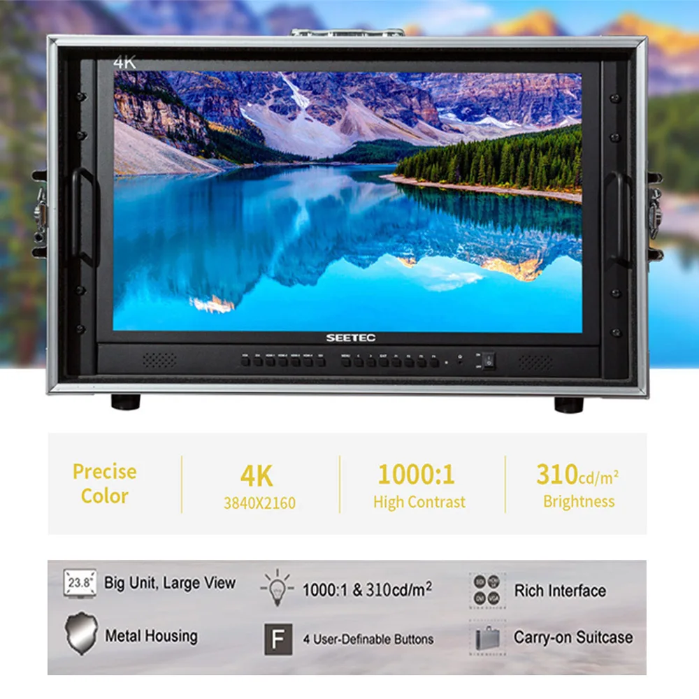 SEETEC 4K238-9HSD-CO 23,8 дюймов переносить на вещательный монитор 4 K Ultra HD 3840x2160 lcd ips экран с HDMI 3g SDI DVI VGA