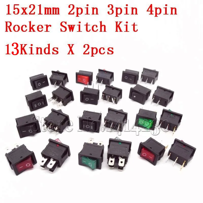 26 шт. Тип переключателя 15X21 2pin 3pin 4pin 6Pin 10A 125 В 6A/250VAC вкл. вкл.-ВКЛ. 15*21 мм комплект