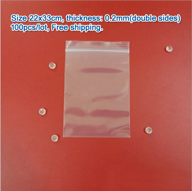 100 шт. двойные размеры толщина 0,2 мм прозрачный PE Zip замок ювелирные изделия Упаковочные пакеты, 22*33 см прозрачные пластиковые пакеты для