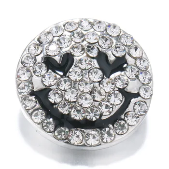 

PL0008 Hot sale Fashion Crystal Rhinestone Smile metal 18mm snap buttons fit charm snap button bracelets jewelry