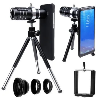 

Updated Self Lens Kit:12x Telephoto+Fisheye+Macro+ Wide Angle+Hard Case+Photo Tripod For Samsung S8 Plus/For Iphone 7 8 Plus