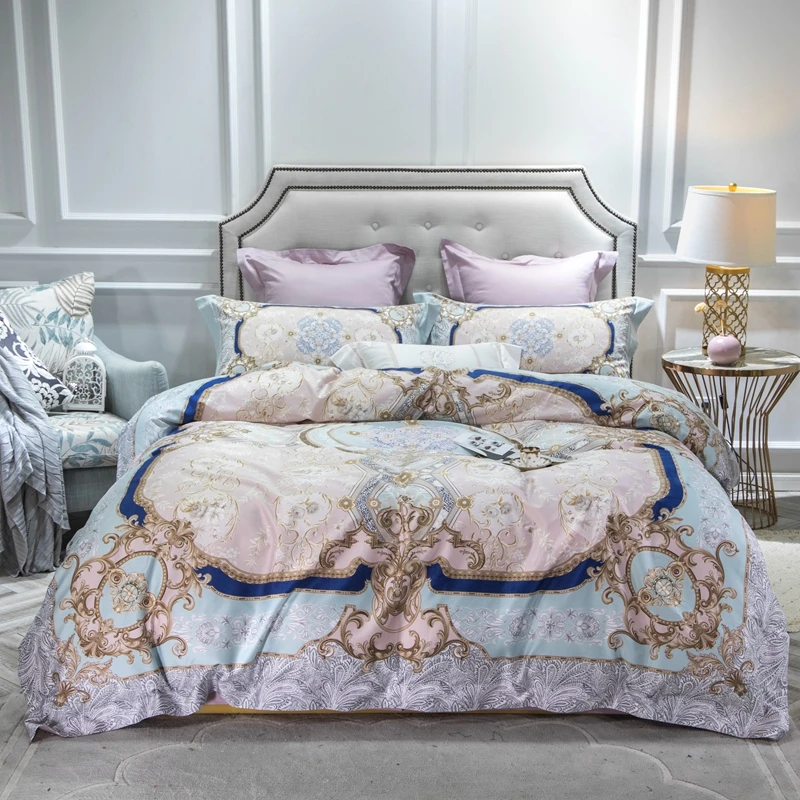 Waliicorners 60S Egyptian Cotton Royal Luxury Bedding set King Queen Size boho Bed set Duvet Cover Bedsheet set parrure de lit 44 1