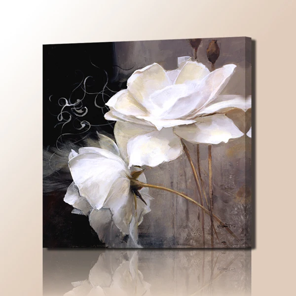 FREE SHIPPING Beautiful White Flower Painting for Wall Decoration