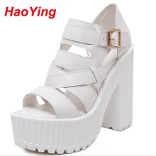ankle strap sandals summer platform shoes genuine leather sandals high heels shoes gladiator sandals women shoes pumps D421