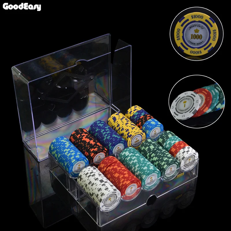 100 1000pcs/LOT Professional Texas Poker Chips Dollar Coins 14g Color Sticky Clay Chips Currency