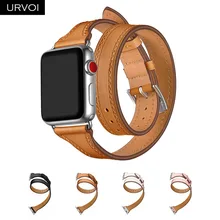 URVOI двойной тур для Apple Watch series 5 4 3 2 1 ремешок для iwatch из натуральной кожи роскошный модный дизайн 38/40 42/44 мм