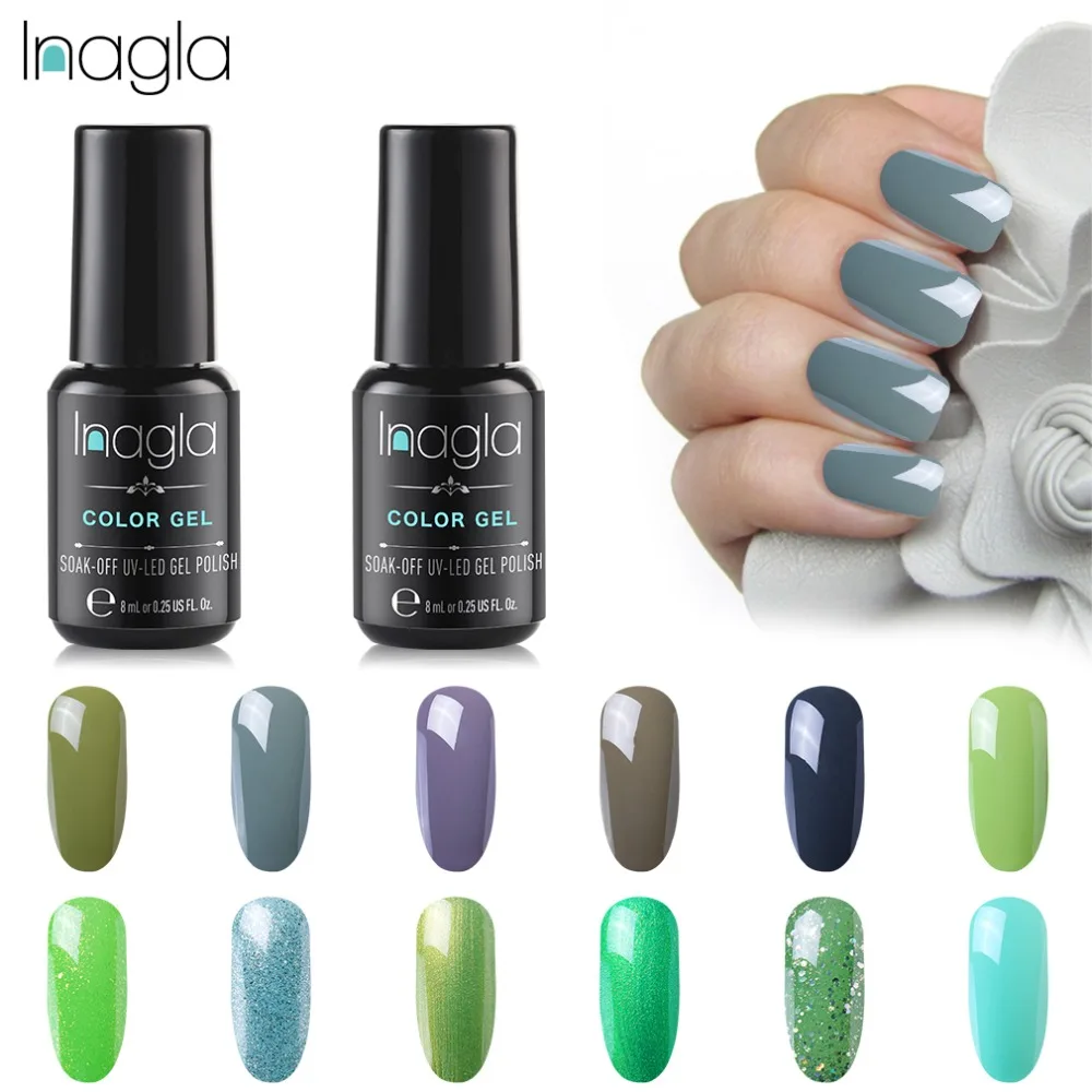 Inagla 8 мл Лак для ногтей великолепные Цвет гель лак Vernis полу постоянный Top Coat