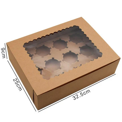 

Kraft Paper Packaging Box Cup Cake Boxes 12 Cupcake Baking Gift Packing 50pcs/lot free shipping