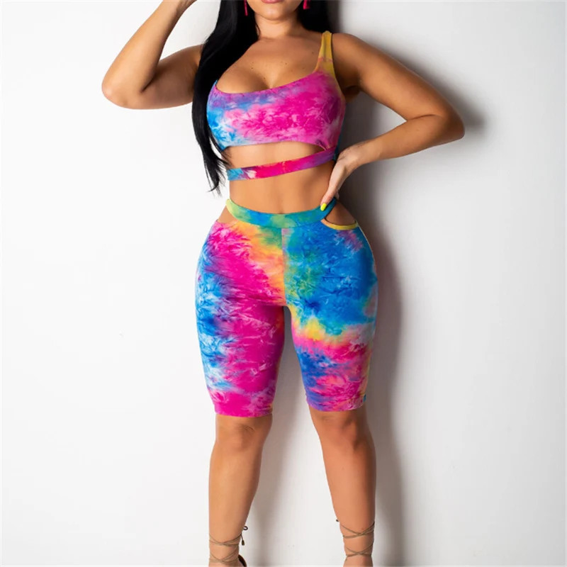 

Print Women 2 Piece Set Crop Top&Shorts Bodycon Outfits Sport Workout Tracksuit 2019 Sexy Summer Slim Beach Party Club Clothing