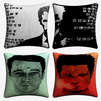 

Fight Club Two Faces Movie Figure Decorative Cotton Linen Cushion Cover 45x45cm For Sofa Chair Pillowcase Home Decor Almofada