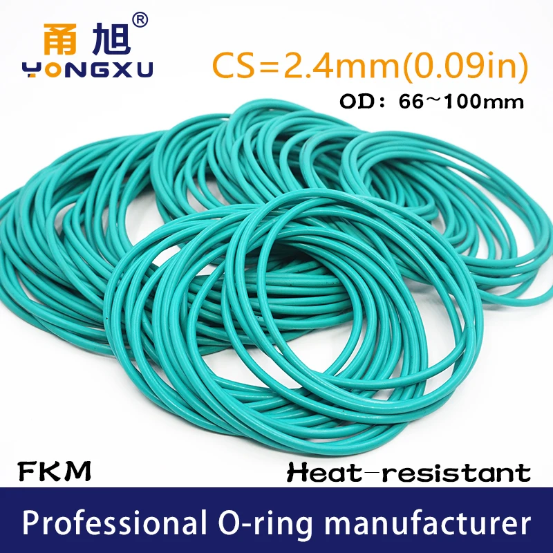 Зеленые фторрезиновые уплотнительные кольца FKM CS2.4mm OD66/70/74/75/78/80/85/90/95/100*2 4 мм fkm