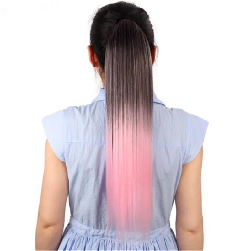 

Newest Design Fashion Hairpiece 52-56cm Length Long Straight Ombre Ponytail Hair Clip Women False Hair Ponytails