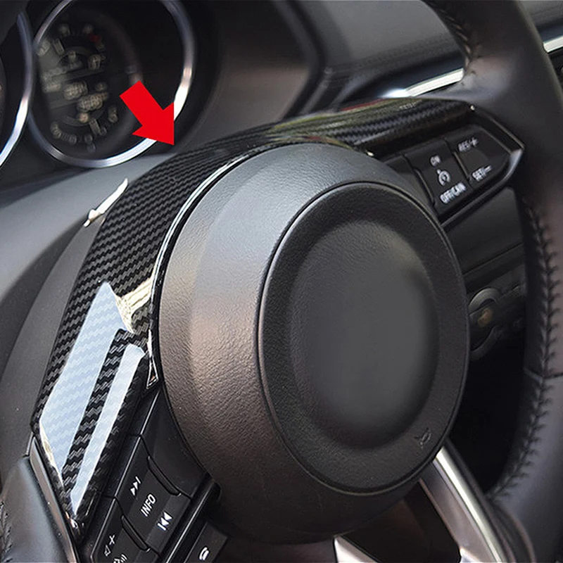 Для Mazda CX 3 CX3 5 CX5 2017 2018 ABS Matte/Carbon fiber/red чехол на панель рулевого колеса отделка
