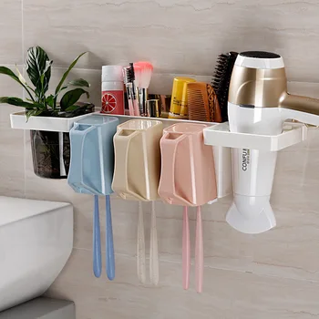 

Multifunction Toothbrush Holder Put Toothbrush Toothpaste Cup Hair Dryer Bathroom Shelf Practical Home Mount Rack Accessories