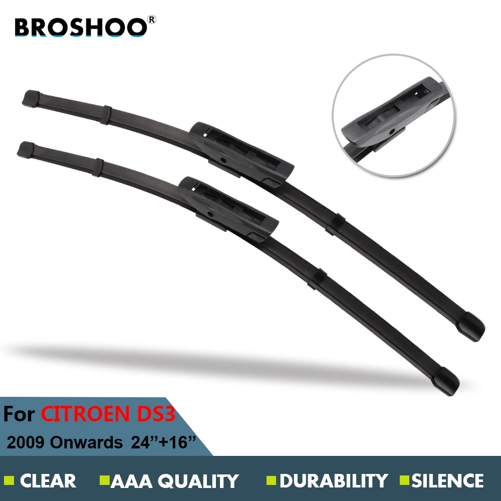 BROSHOO Car Wiper Blade For Citroen DS3 (2009 ),24+16 Inch Soft Rubber