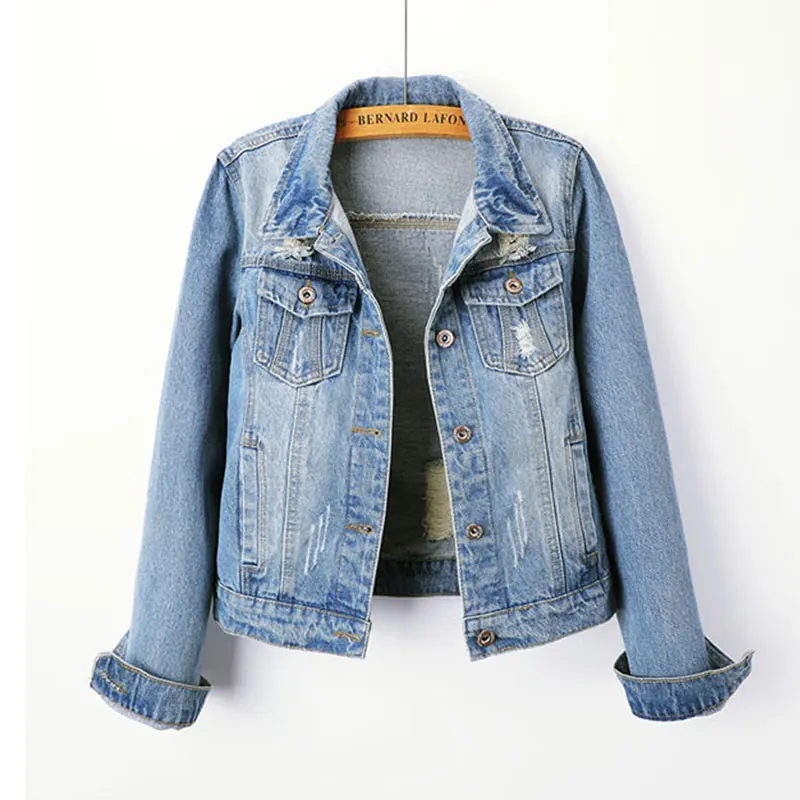 

2019 Plus Size 6XL Denim Jacket Women Boyfriend Jean Coat Streetwear Harajuku Vintage Autumn Basic Outerwear chaqueta mujer 167