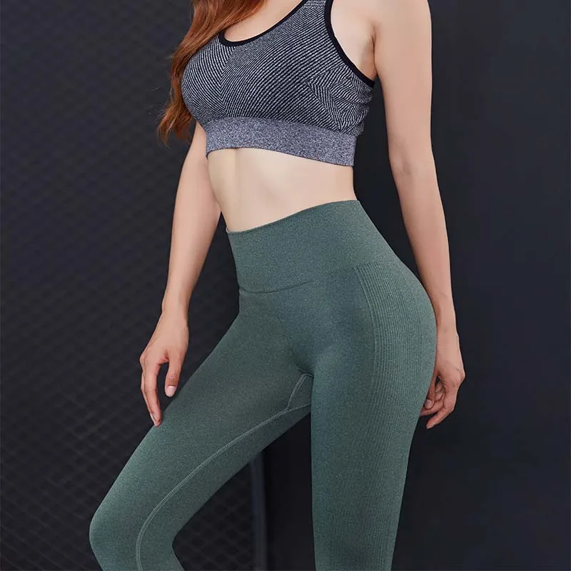 Для женщин Energy Seamless животик Управление штаны для йоги эластичный Push Up спортивные