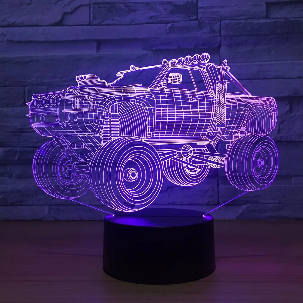 Внедорожный автомобиль 3D лампа 7 цветов Изменение визуального ночного света внедорожник автомобильный 3D свет светодиодный настольный светильник сенсорный переключатель настольная лампа вечерние подарки