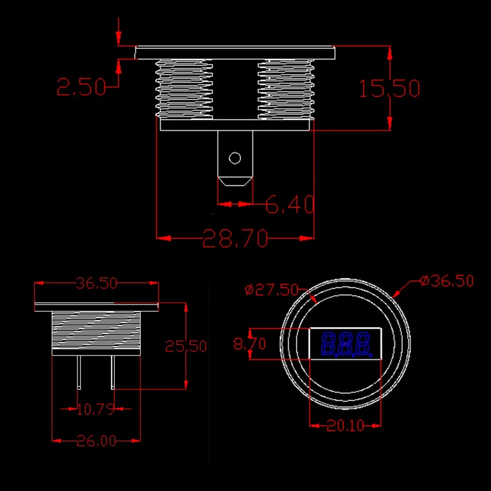DC12V-24V-Green-Waterproof-LED-Digital-Display-Voltmeter-Socket-for-Vehicle-moterbike-Car-Round-Panel-Voltage (2)