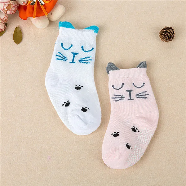 2 пары детских носков с рисунками животных нескользящие носки с резиновой подошвой для маленьких девочек и мальчиков, детские носки с рисунками для новорожденных дешевые детские носки - Цвет: 5