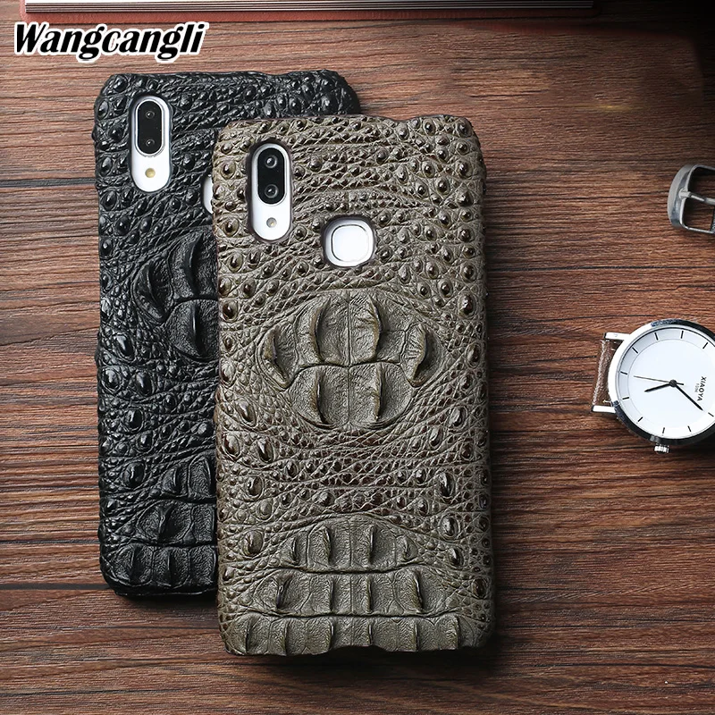 

Wangcangli Genuine Leather phone case for VIVO X21 Crocodile skull pattern Half pack phone back cover phone protection case